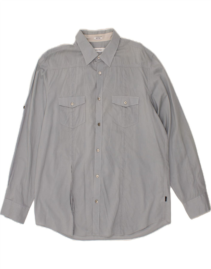 CALVIN KLEIN Mens Shirt Large Grey Cotton Vintage Calvin Klein and Second-Hand Calvin Klein from Messina Hembry 