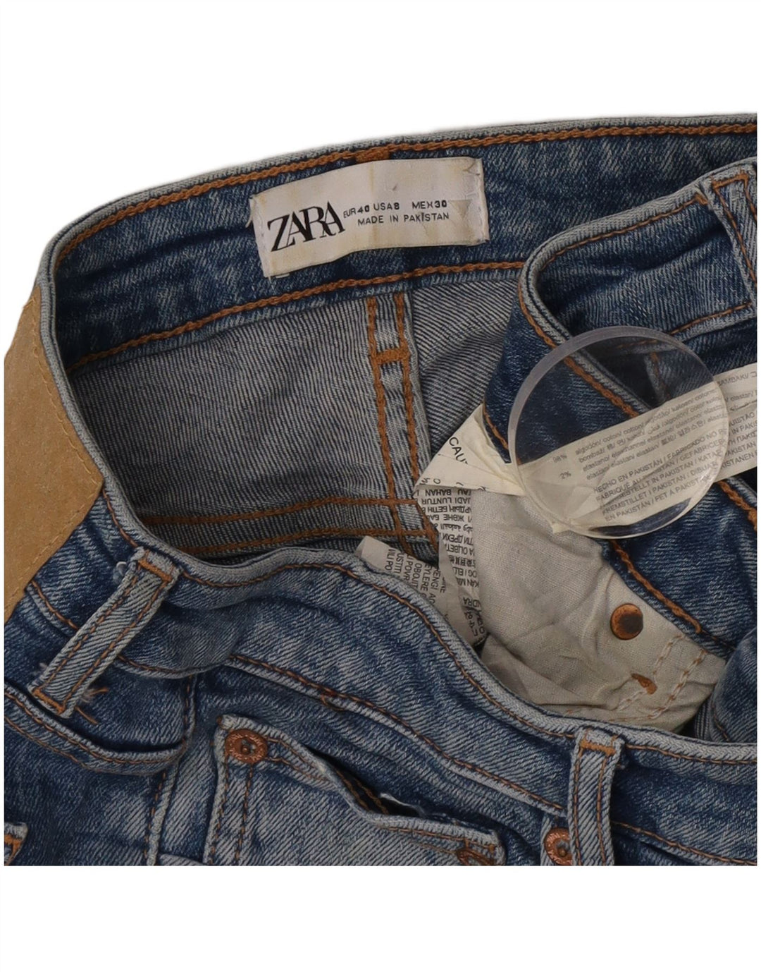 Zara Womens Distressed Slim Jeans EU 40 Medium W30 L31 Blue Cotton