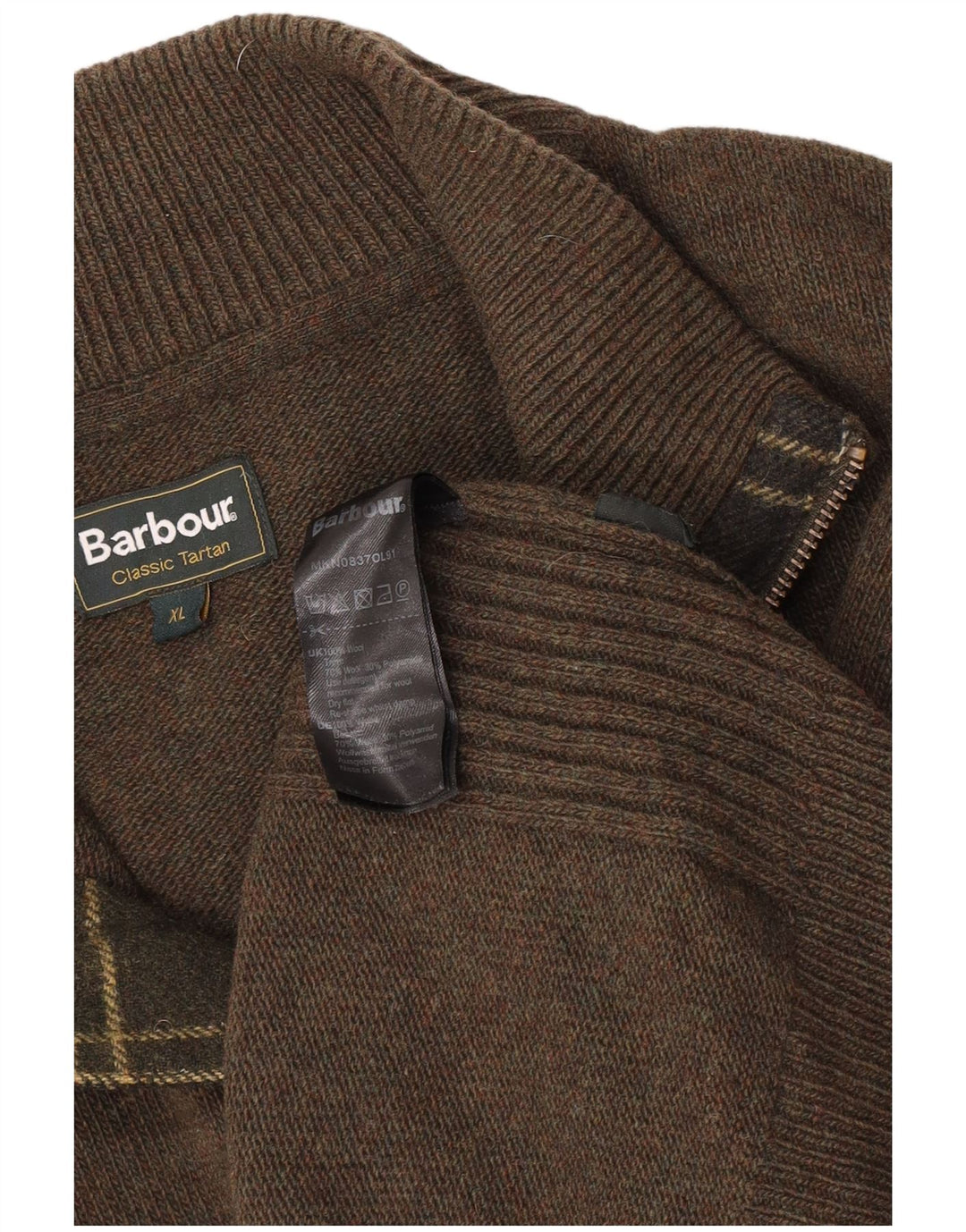 Barbour Uomo Maglione con zip collo maglione XL lana kaki