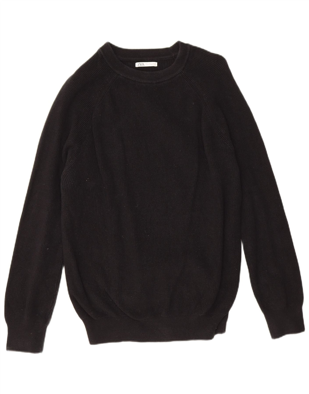 Zara Mens Boat Neck Jumper Sweater Large Black Cotton
