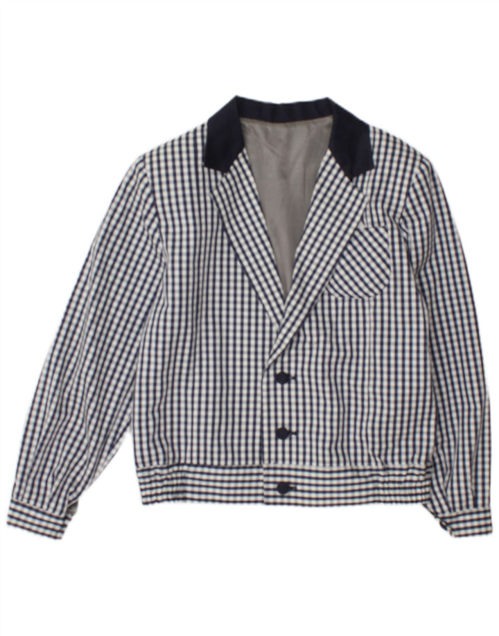 Vintage Dame Bomber Jacket UK 12 Medium Navy Blue Check