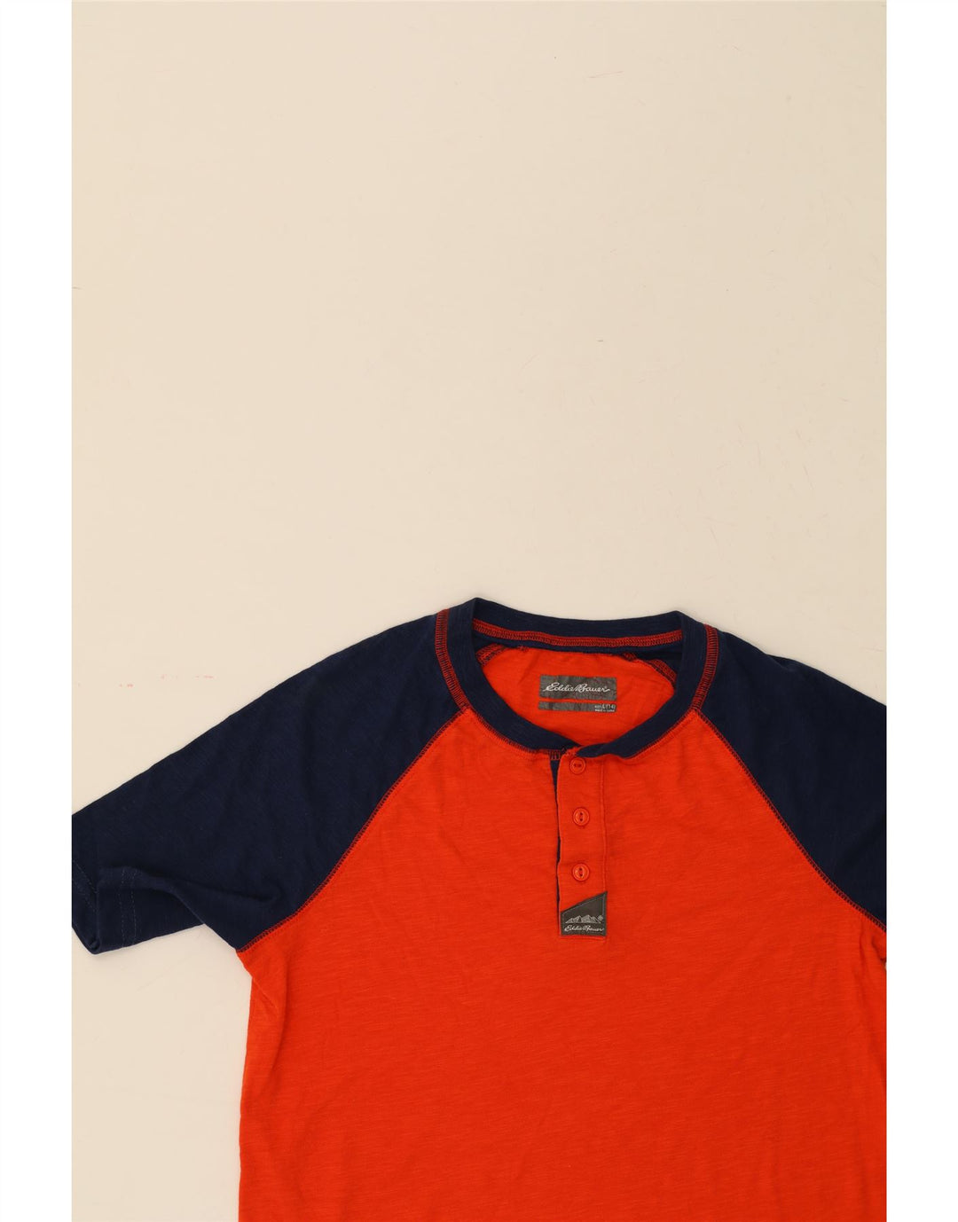 EDDIE BAUER Boys T-Shirt Top 13-14 Years Large Red Colourblock Polyester Vintage Eddie Bauer and Second-Hand Eddie Bauer from Messina Hembry 