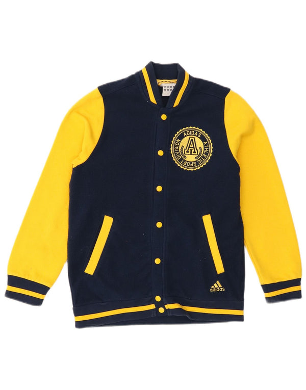 Adidas Boys Graphic Fleece Jacket 9-10 Years Navy Blue Colourblock