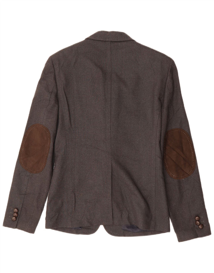 ZARA Herren-Blazerjacke mit 3 Knöpfen, EU 48, mittelgraues Polyester
