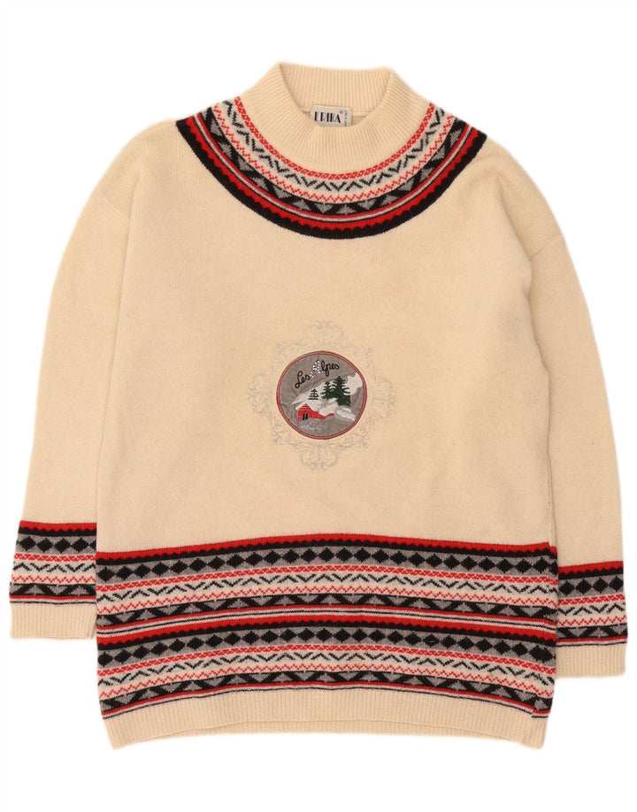 Erika Dame Oversized Turtle Neck Jumper Sweater UK 16 Large Off White