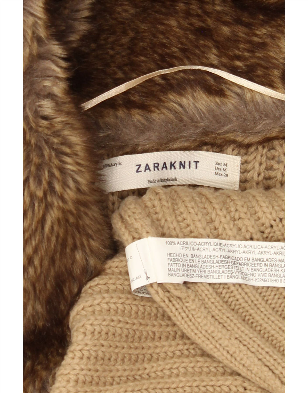 ZARA Womens Double Breasted Cardigan Sweater UK 14 Medium Beige Acrylic Vintage Zara and Second-Hand Zara from Messina Hembry 
