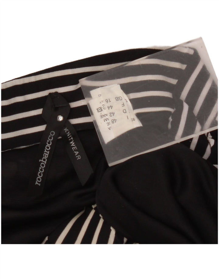 ROCCOBAROCCO Womens Midi Skirt UK 16 Large  Black Spotted Viscose