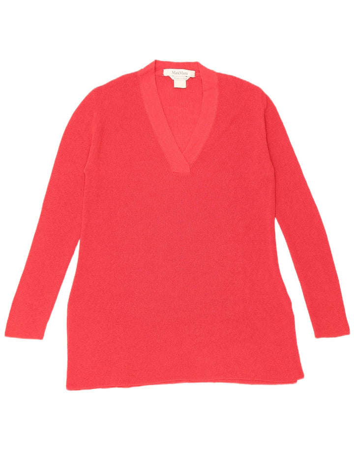 Max Mara Womens V-Neck Jumper Sweater UK 12 Medium Red