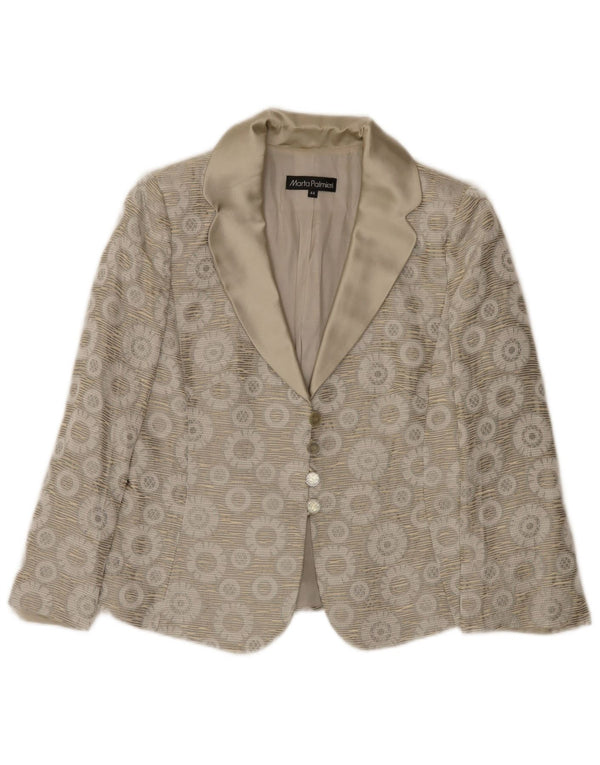Marta Palmieri Damen 4-Knopf-Blazerjacke IT 44 Mittelgrau geblümt