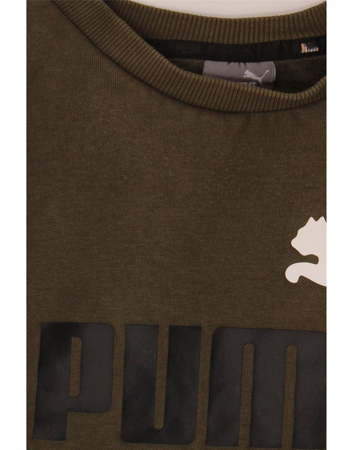 PUMA grafisk sweatshirt til mænd, stor kakibomuld