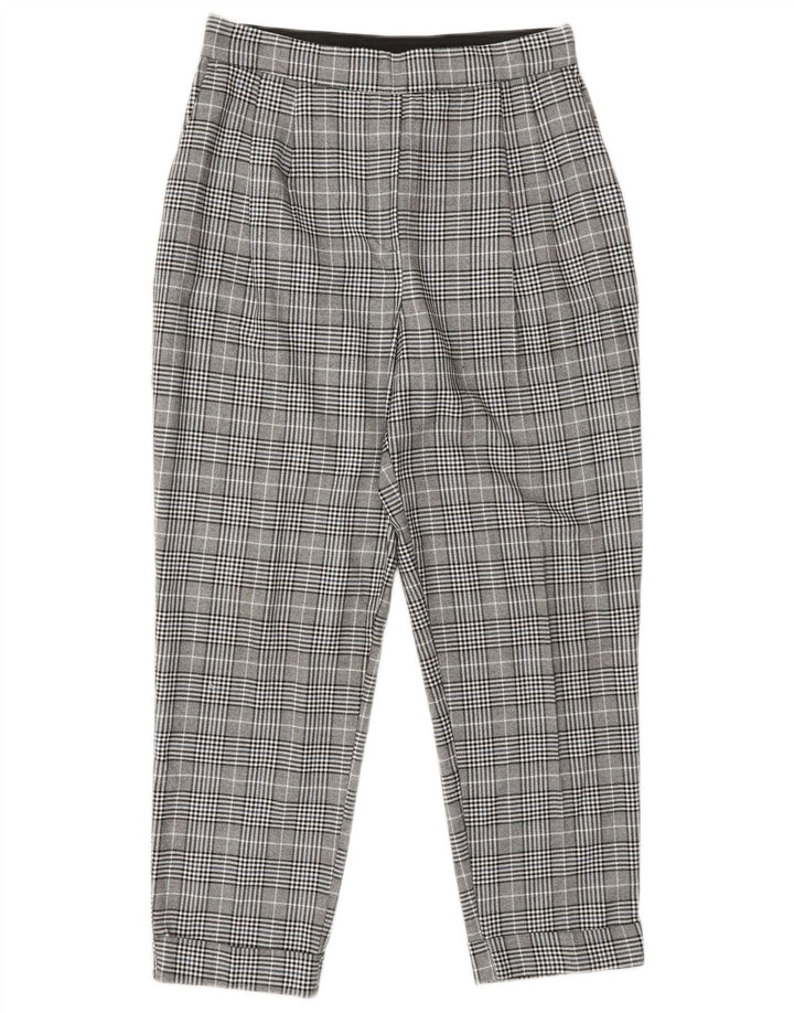 Zara Womens Tapered Chino Trousers Small W27 L25 Grey Check Polyester