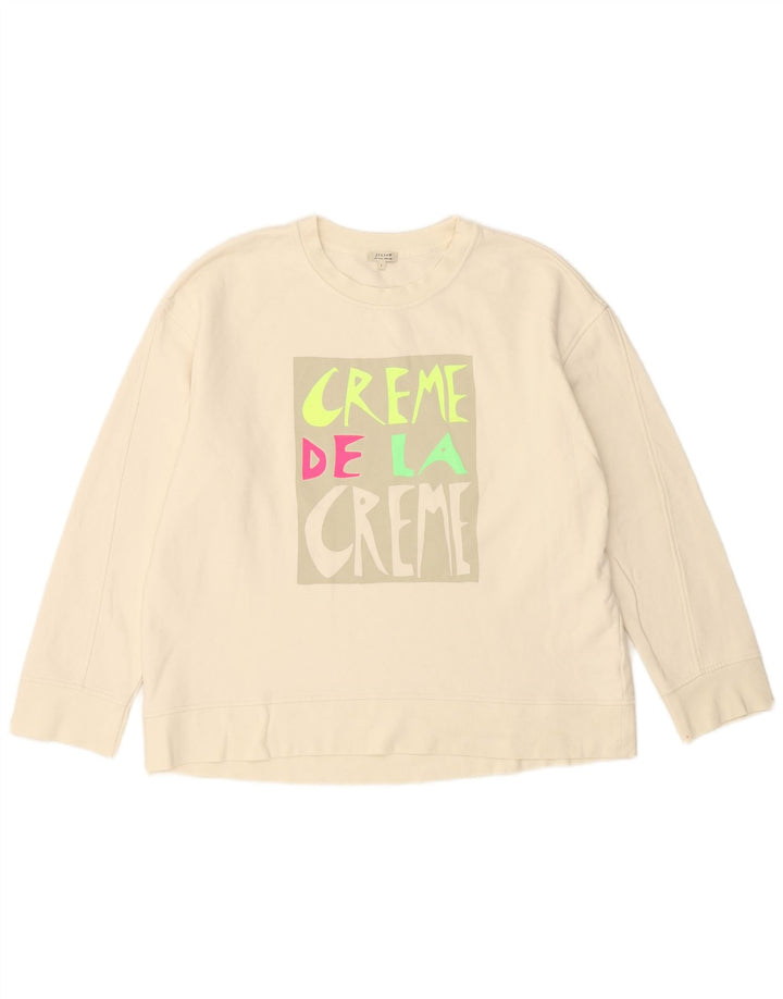 JIGSAW Felpa con grafica oversize da donna UK 16 Large Bianco sporco