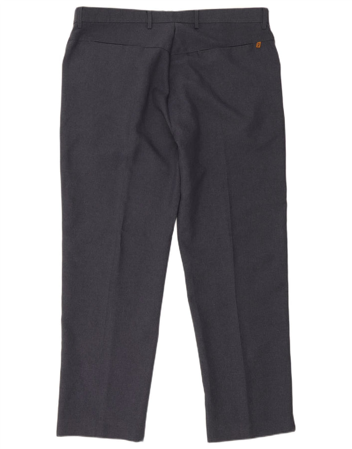 Farah Mens Straight Casual Trousers W40 L31 Navy Blue Polyester