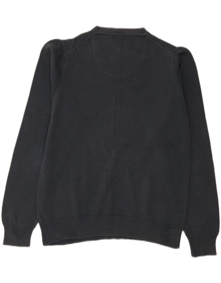 Marks & Spencer Womens V-Neck Jumper Sweater UK 14 Medium Navy Blue Cotton