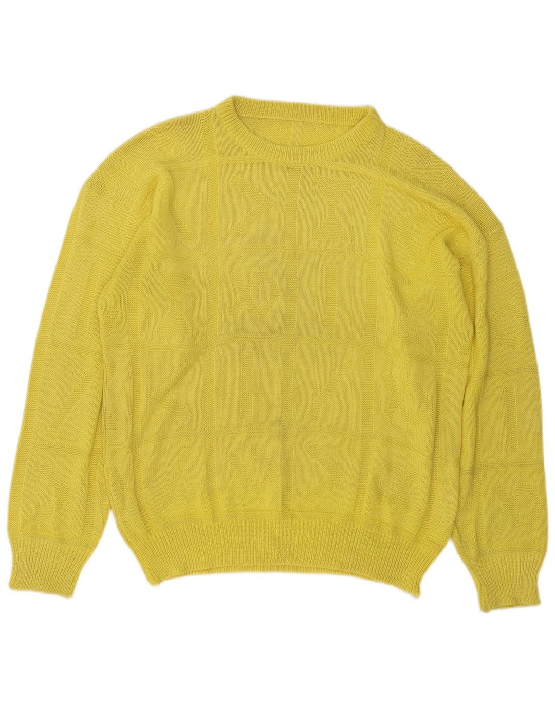 Maglione vintage da uomo girocollo giallo medio
