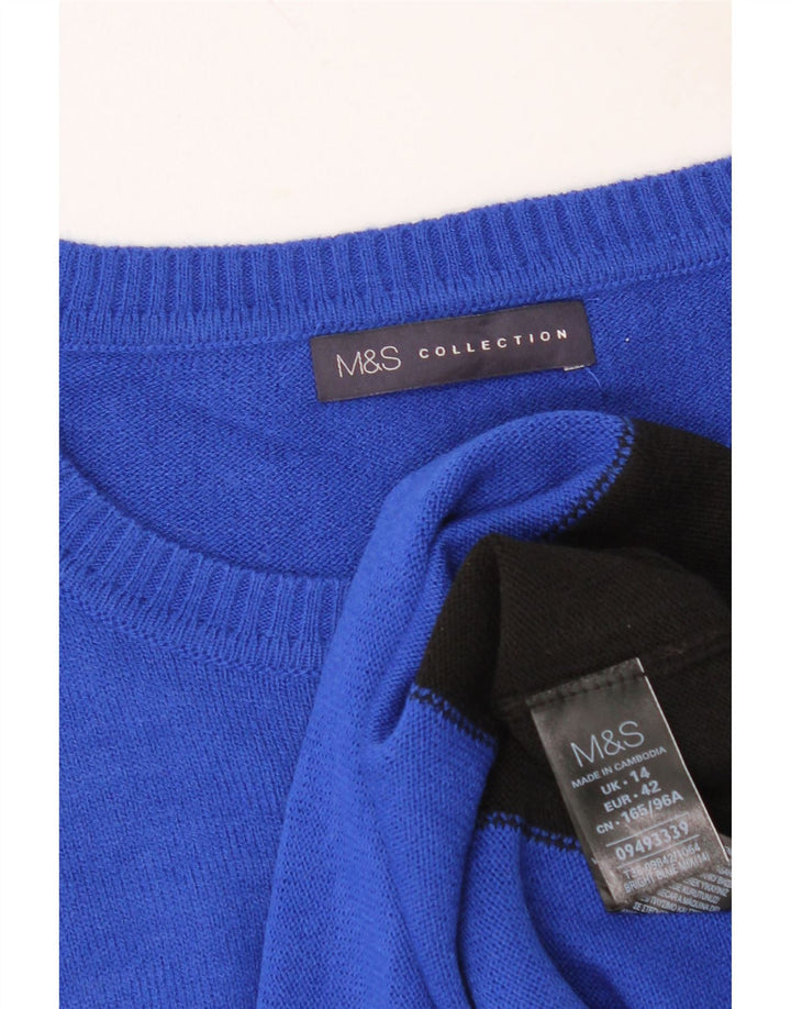 MARKS & SPENCER Womens Boat Neck Jumper Sweater UK 14 Large  Blue Vintage Marks & Spencer and Second-Hand Marks & Spencer from Messina Hembry 