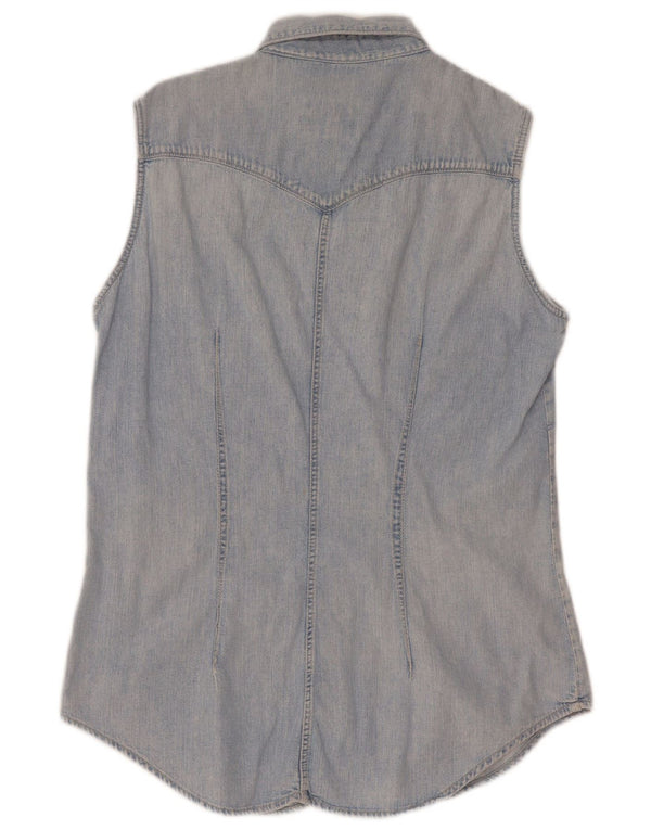 Rifle Chemise en jean sans manches pour femme UK 14 Large Bleu