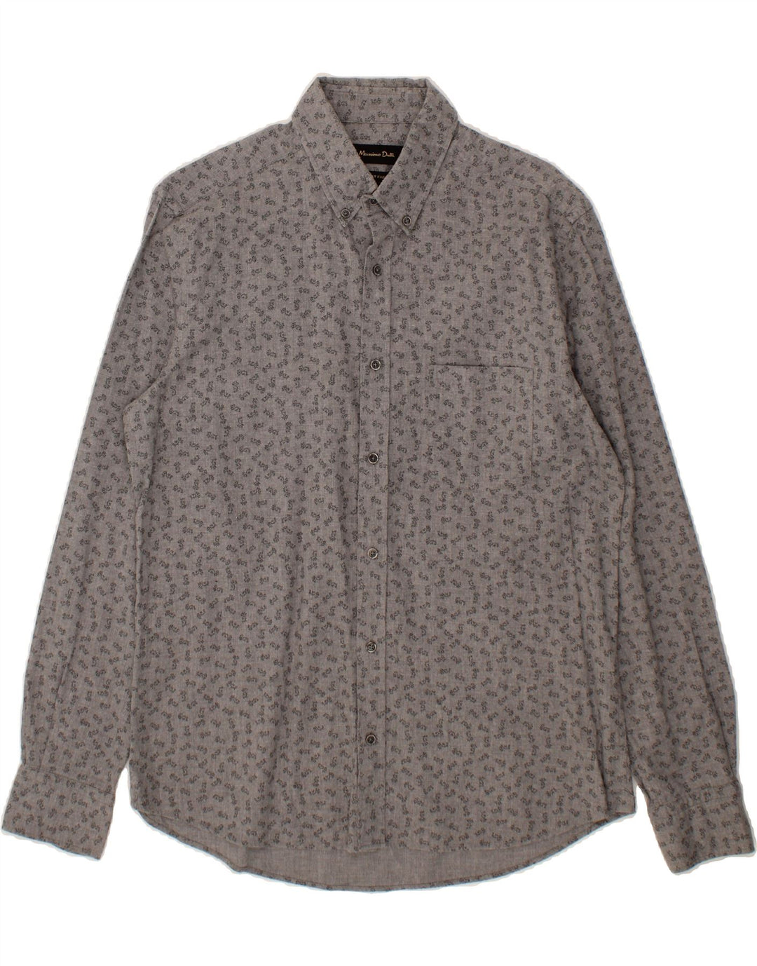 MASSIMO DUTTI Mens Abstract Pattern Shirt Medium Grey Cotton Vintage Massimo Dutti and Second-Hand Massimo Dutti from Messina Hembry 