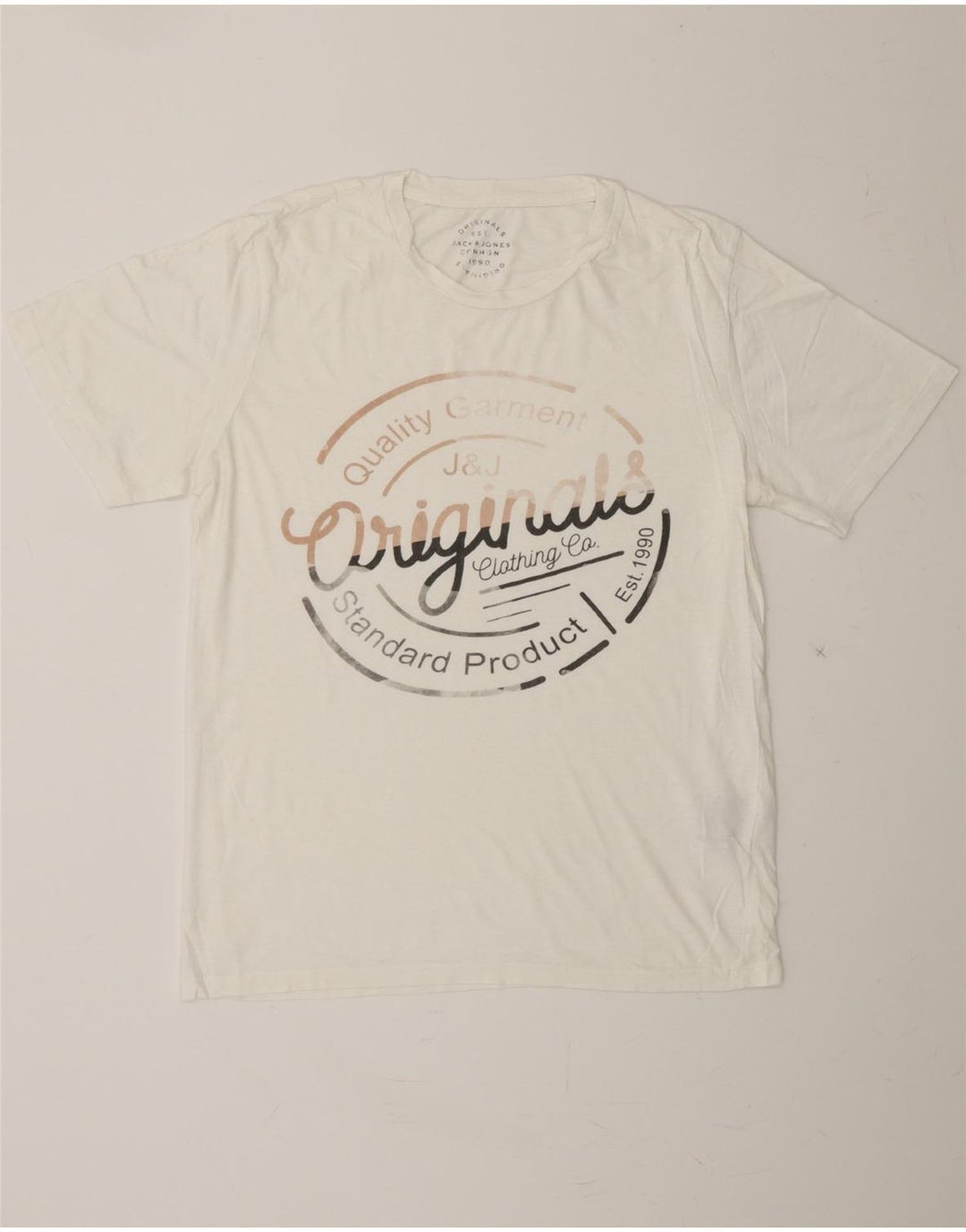 JACK & JONES Mens Graphic T-Shirt Top Medium White Cotton Vintage Jack & Jones and Second-Hand Jack & Jones from Messina Hembry 