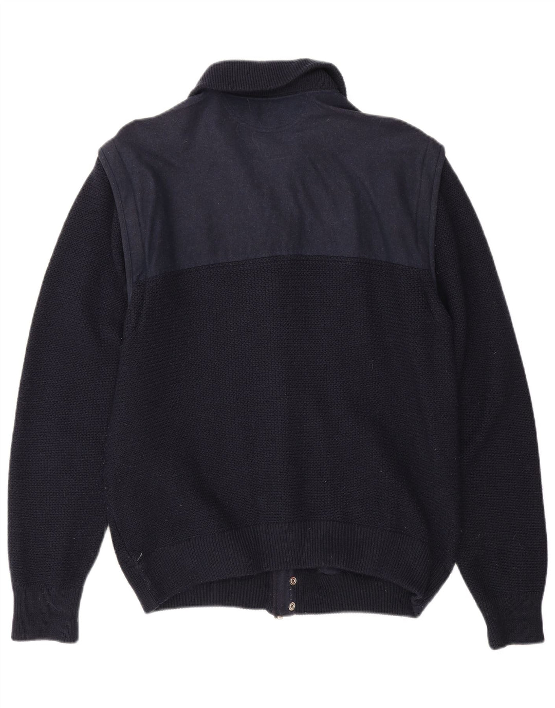 Loli Wolf Mens Yachting Cardigan Sweater Medium Navy Blue Colourblock Wool