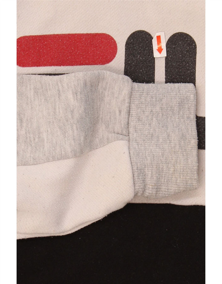 FILA Mens Graphic Hoodie Jumper Small Grey Colourblock Polyester Vintage Fila and Second-Hand Fila from Messina Hembry 