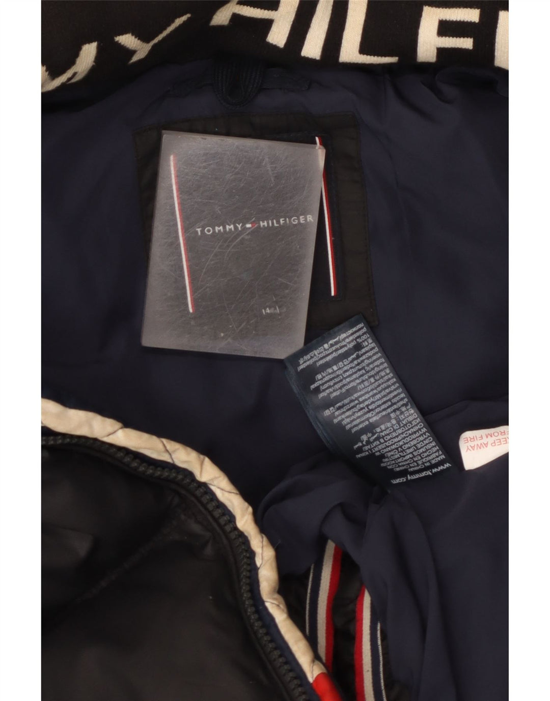 Tommy Hilfiger Wattierte Jacke mit Kapuze für Jungen, 13–14 Jahre, schwarzes Polyester