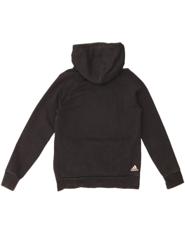 Adidas Pull à capuche graphique pour femme UK 14 en coton noir moyen