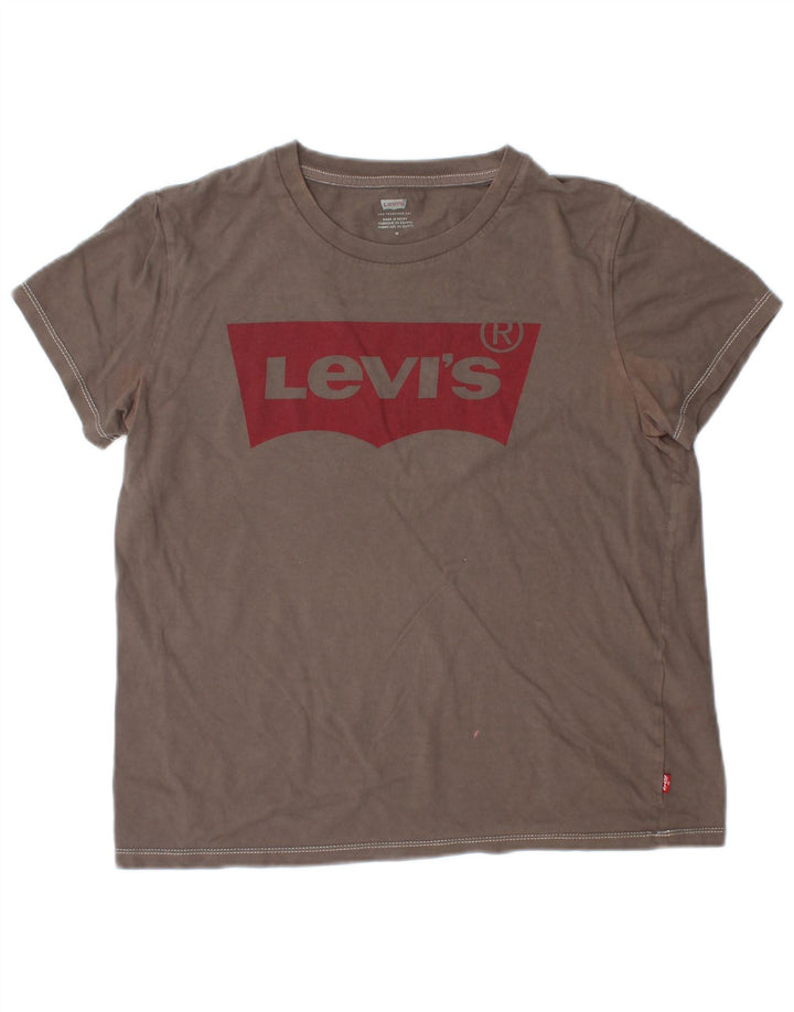 Levi's Womens Graphic T-Shirt Top UK 14 Medium Grey Cotton