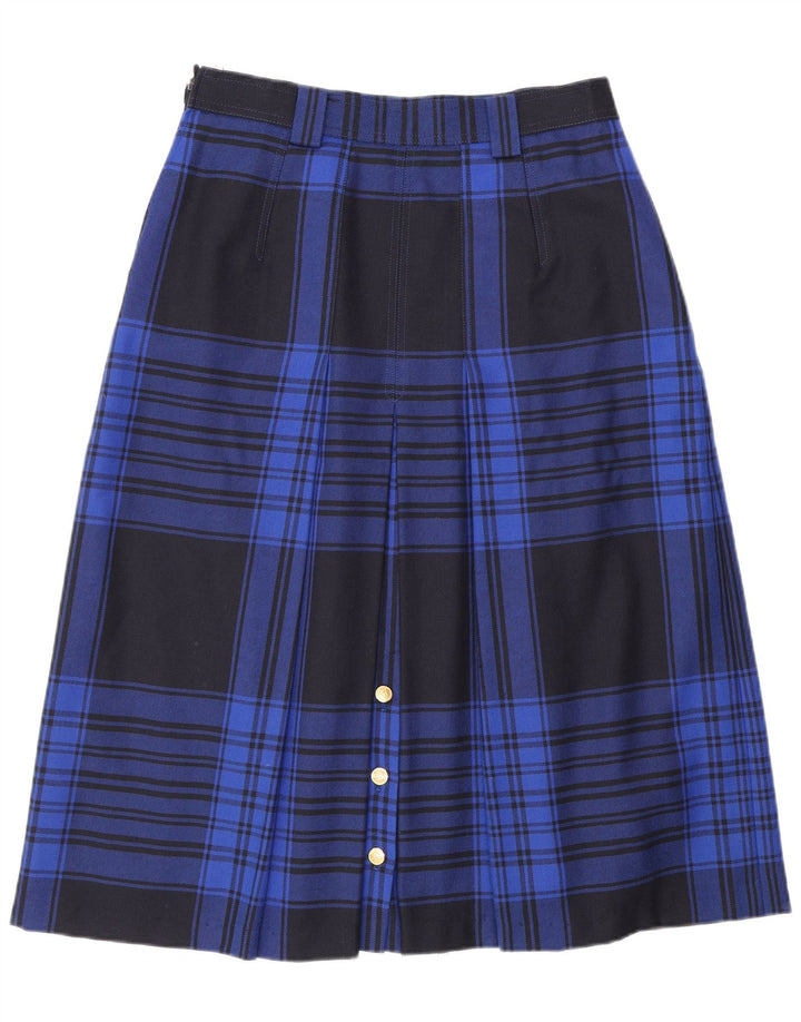 Jobis Womens A-Line Skirt EU 40 Medium W30 Navy Blue Check Virgin Wool