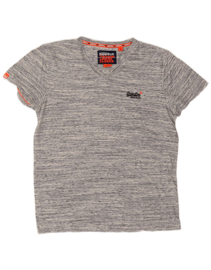 SUPERDRY Mens T-Shirt Top XL Grey Flecked Cotton Vintage Superdry and Second-Hand Superdry from Messina Hembry 