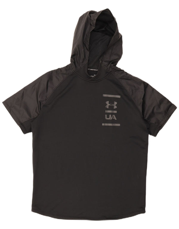 Under Armour Mens Hooded Graphic T-Shirt Top Large Black Colourblock