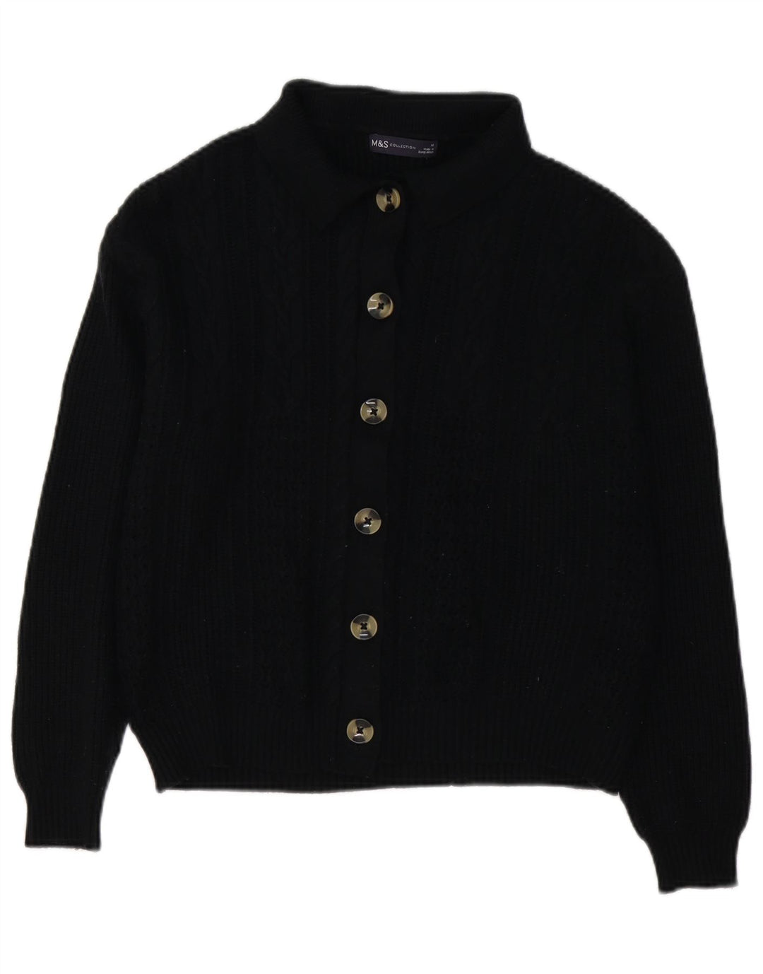 Marks & Spencer Dame Cardigan Sweater UK 14 Medium Black Viscose