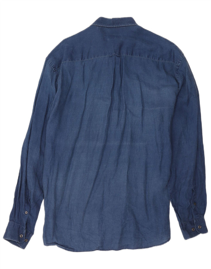 Massimo Dutti herreskjorte XL marineblå hør