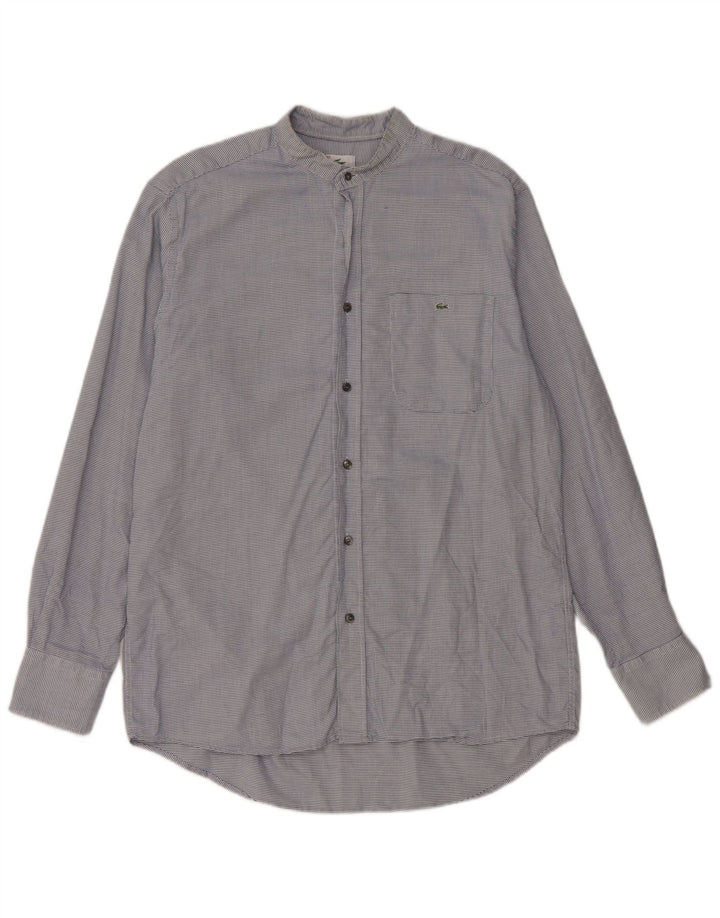 Lacoste Mens Checked  Shirt Size 40 Medium Blue Houndstooth Cotton Classic