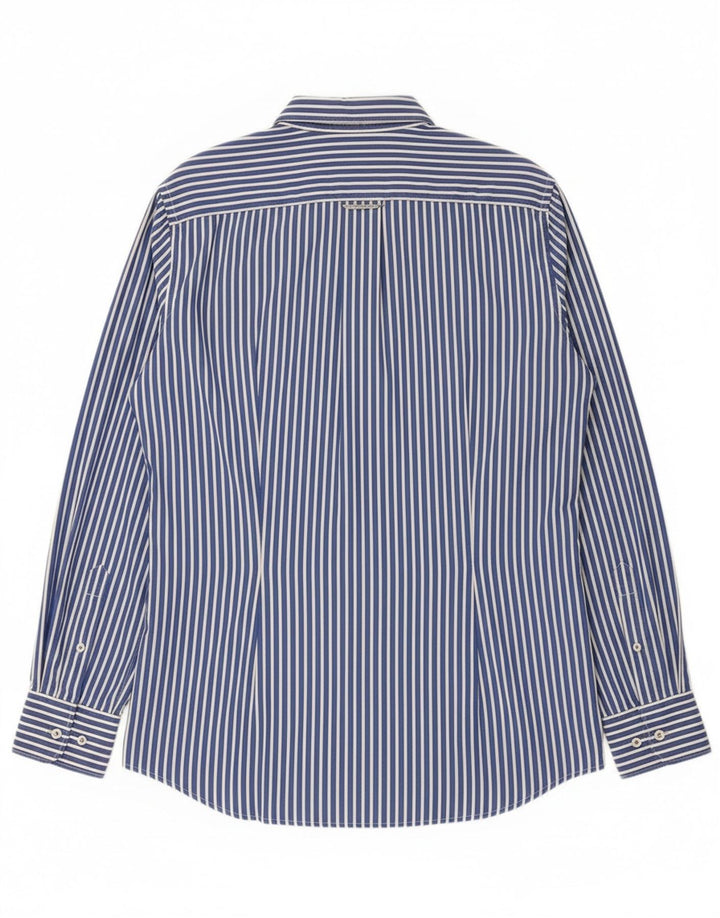 Fred Perry Mens Slim Fit Shirt Medium Blue Striped Cotton