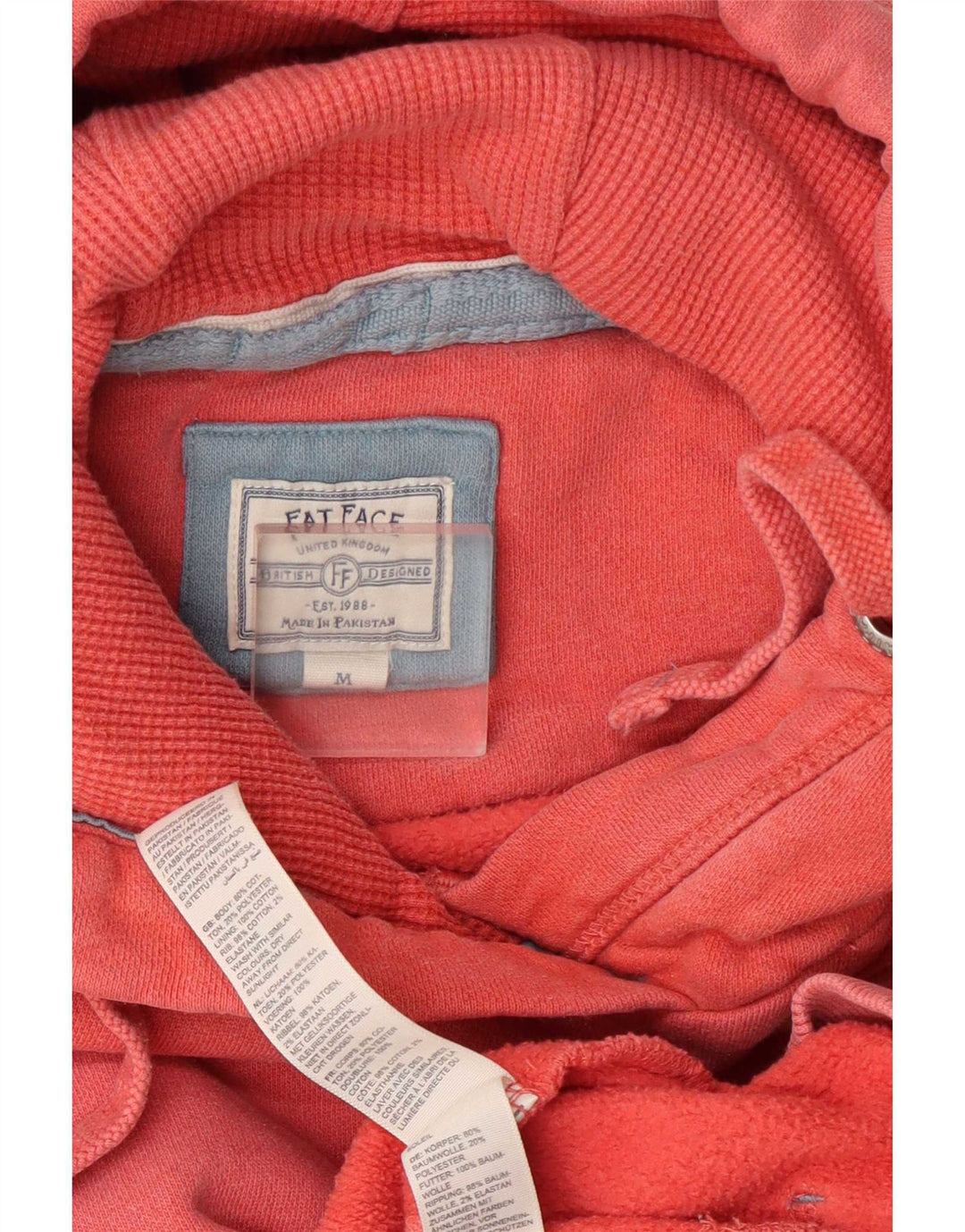 Fat Face Pull à capuche surdimensionné pour femme UK 14 Rouge moyen Coton