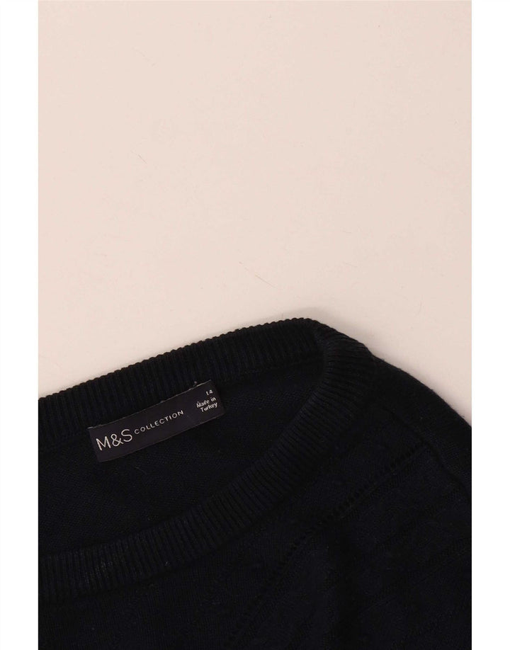 Maglione maglione girocollo corto da donna Marks & Spencer UK 14 medio blu navy
