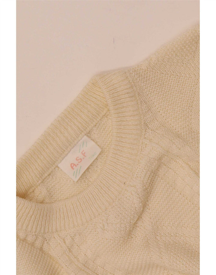 A.S.F Mens Crew Neck Jumper Sweater Medium Off White
