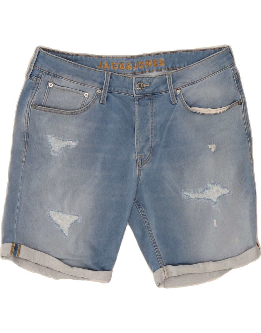JACK & JONES Mens Distressed Denim Shorts XL W38  Black Cotton Vintage Jack & Jones and Second-Hand Jack & Jones from Messina Hembry 