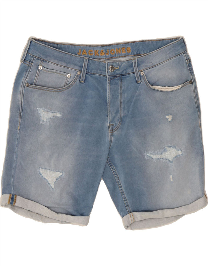 JACK & JONES Mens Distressed Denim Shorts XL W38  Black Cotton Vintage Jack & Jones and Second-Hand Jack & Jones from Messina Hembry 
