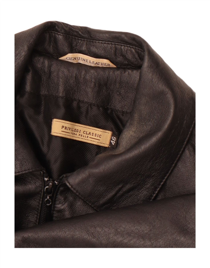 PRIVILEGI Womens Leather Jacket IT 46 Large Black Leather