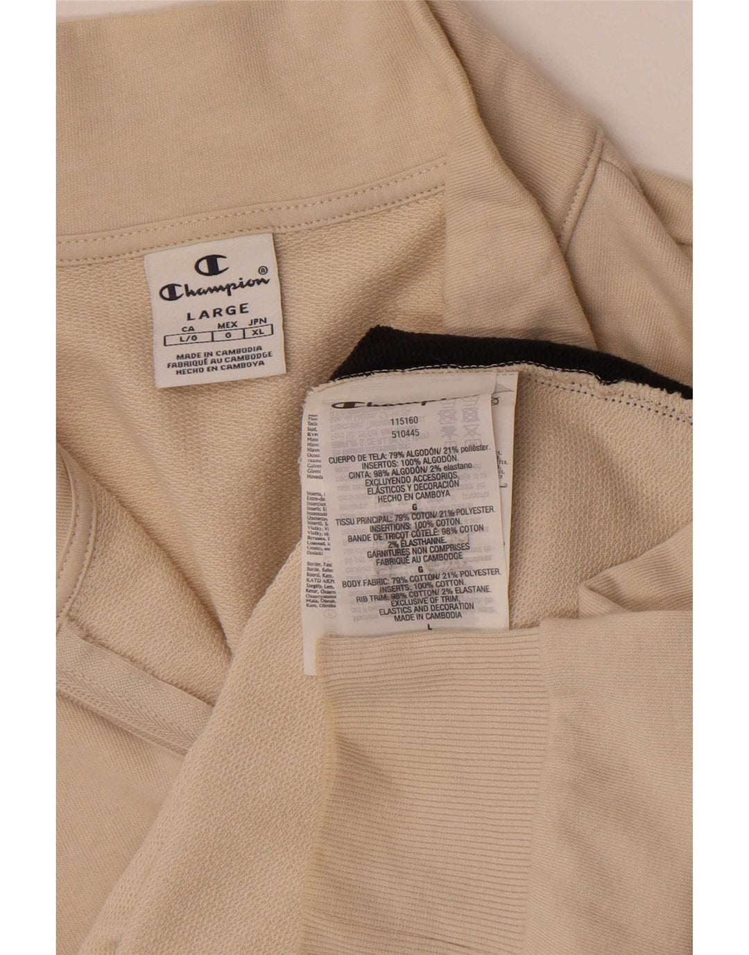 Champion Womens Tracksuit Top Jacket UK 14 Large Off White Colourblock