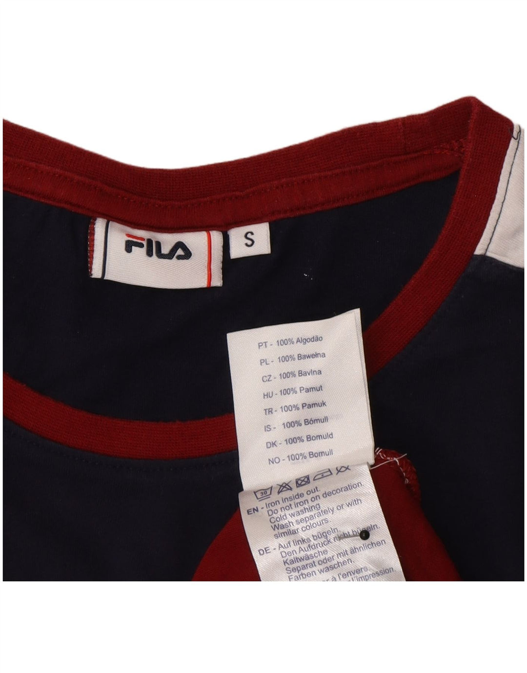 Fila Mens T-Shirt Top Small Red Colourblock Cotton