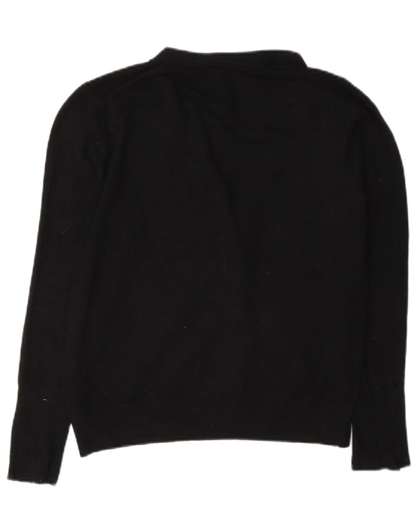 Zara Womens Regular Fit Cardigan Sweater UK 14 Large Noir Viscose