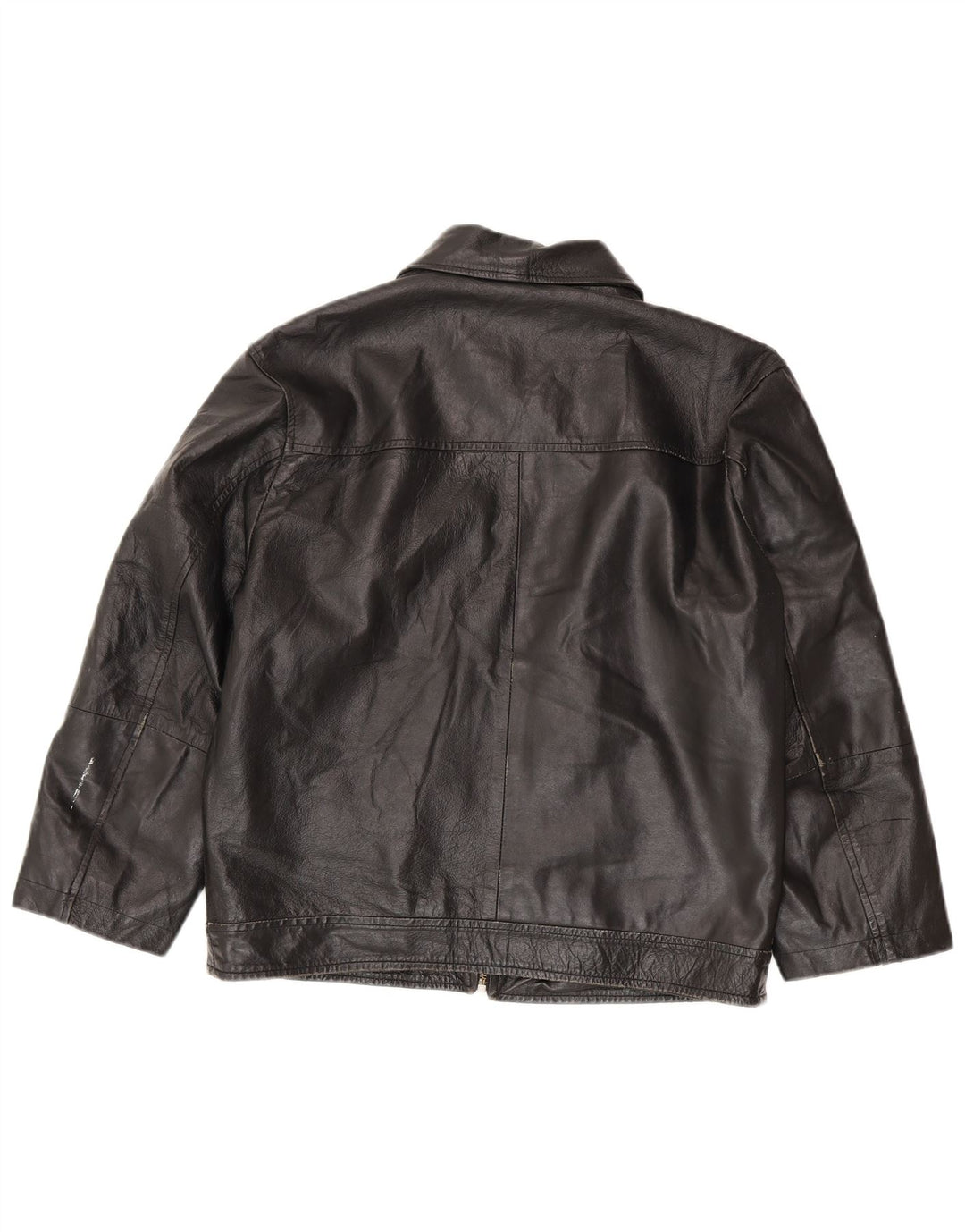 Jaqueta de couro feminina vintage IT 50 XL preta