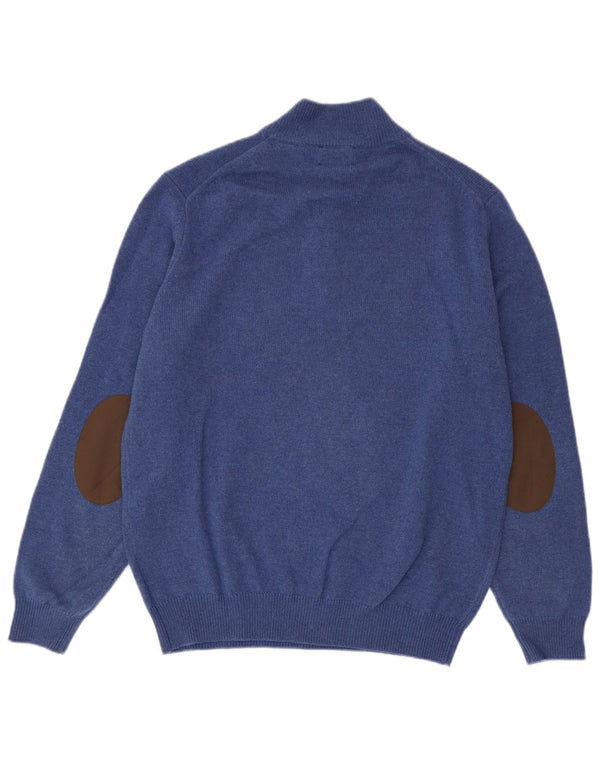 Hackett Mens Zip Neck Jumper Sweater Large Blue Wool