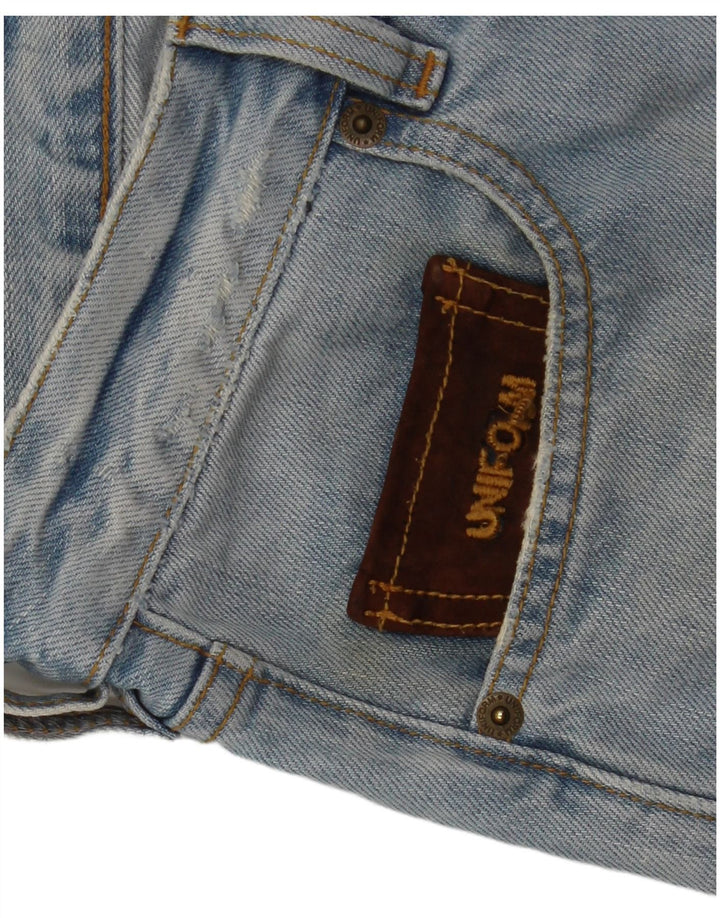 Uniform Herren-Jeansshorts im Distressed-Look, W30, mittelblau, Baumwolle