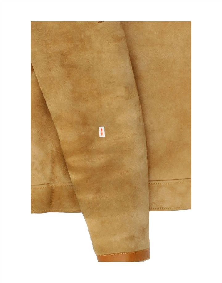 VINTAGE Chaqueta de piel de oveja para hombre Reino Unido 36 Pequeña piel de oveja beige