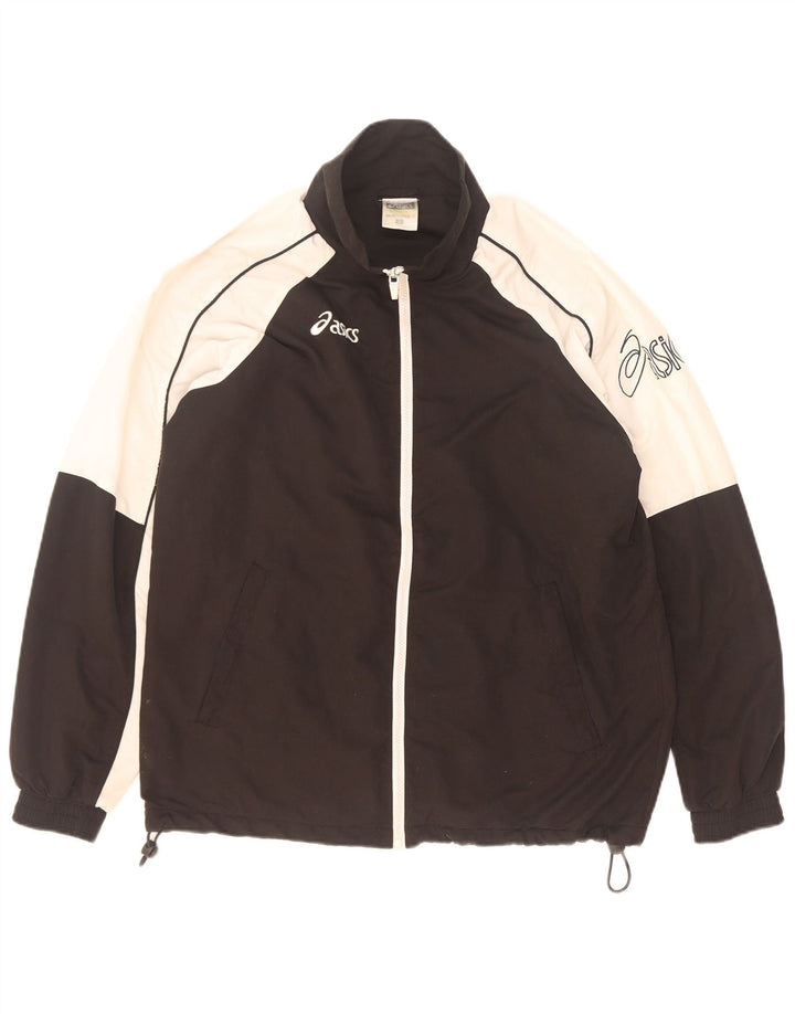 Asics Mens Graphic Tracksuit Top Jacket Small Black Colourblock Polyester