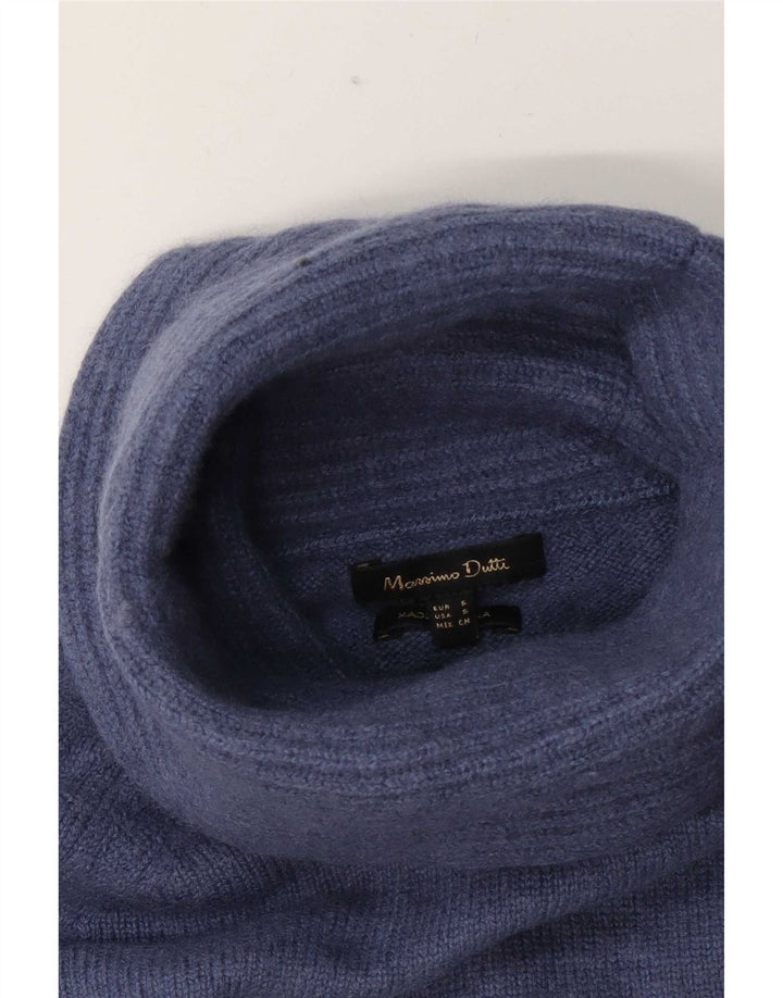 Massimo Dutti Womens Roll Neck Jumper Sweater UK 10 Small Blue